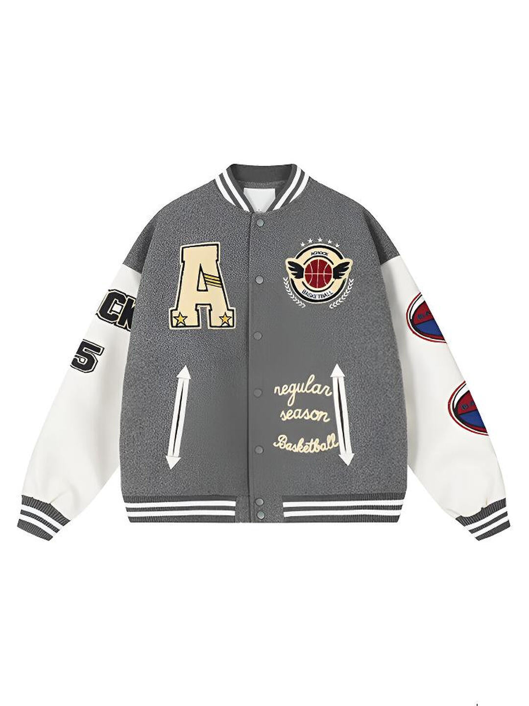 Letter Embroidered Heavy Craft Pattern Jacket