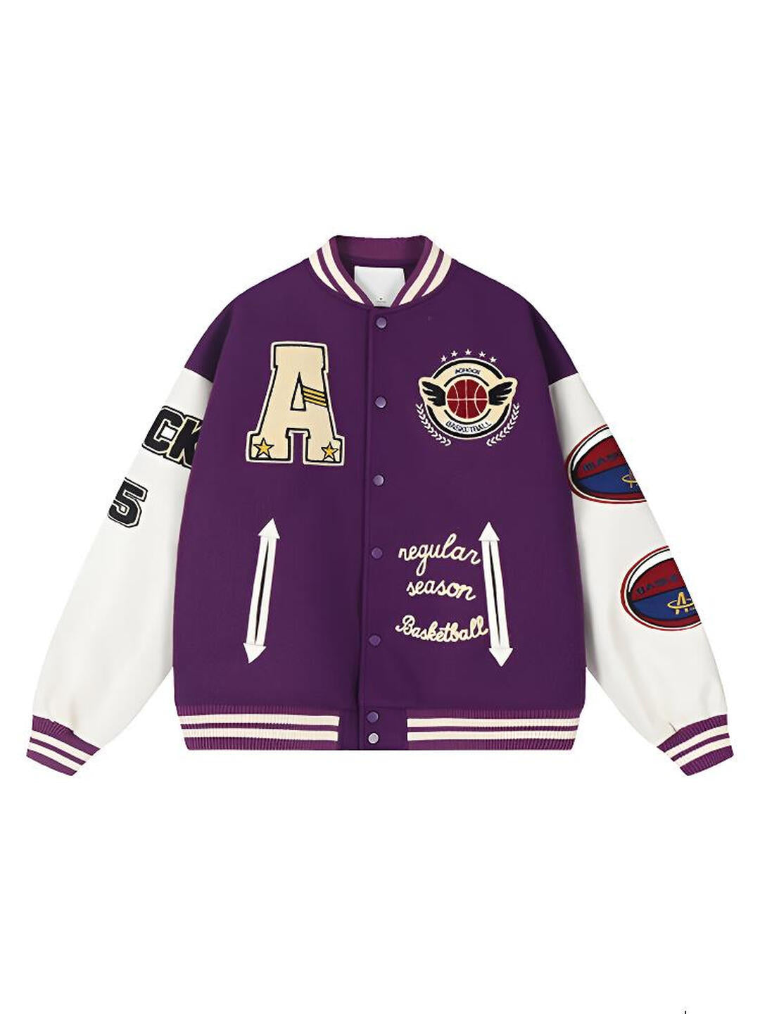 Letter Embroidered Heavy Craft Pattern Jacket