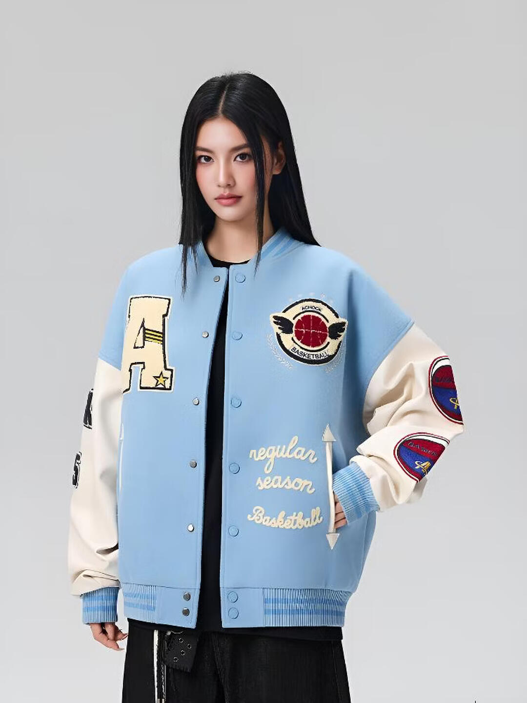 Letter Embroidered Heavy Craft Pattern Jacket