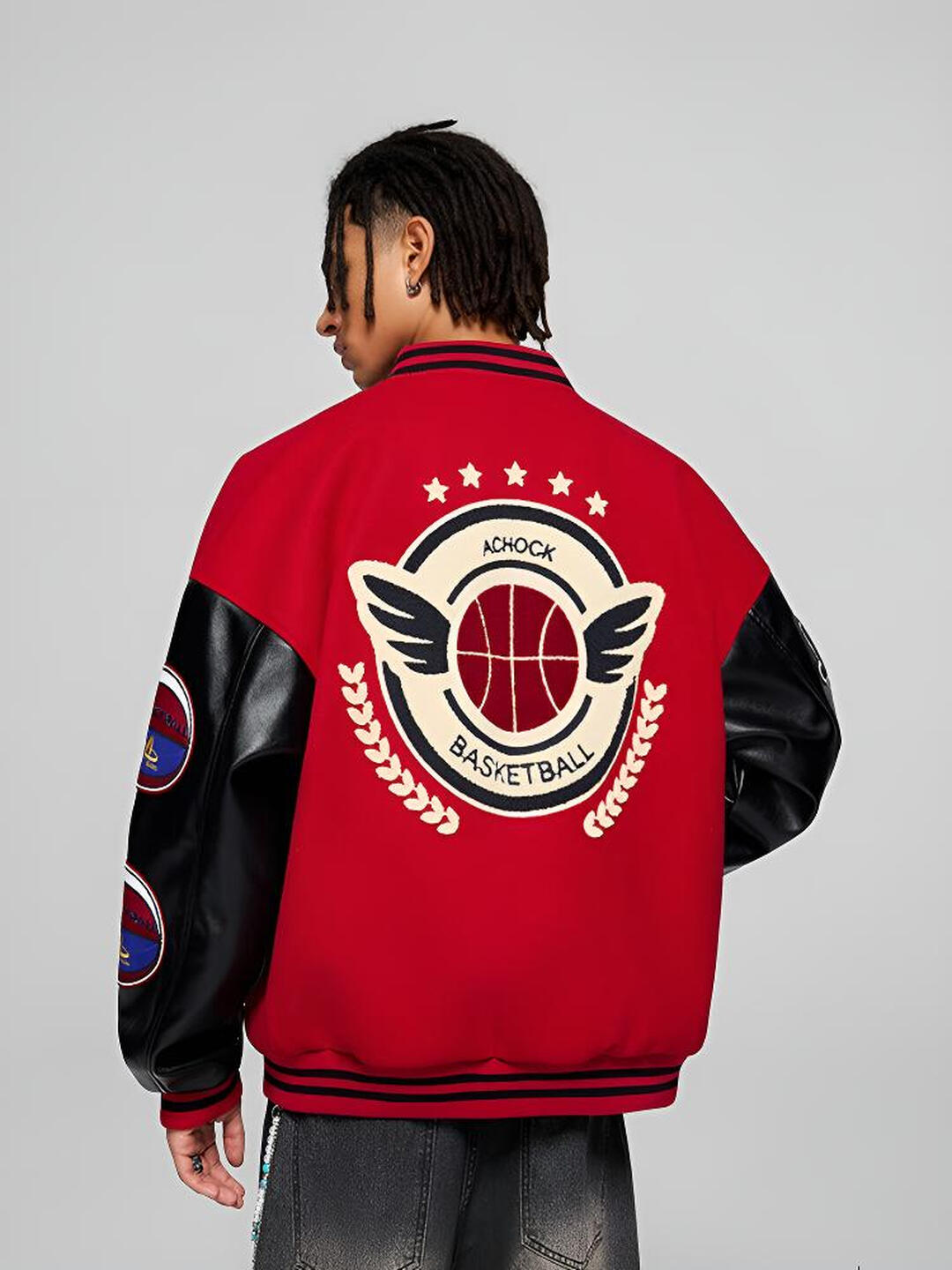 Letter Embroidered Heavy Craft Pattern Jacket
