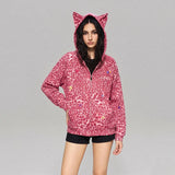Cat Ear Leopard Print Y2K Hoodie