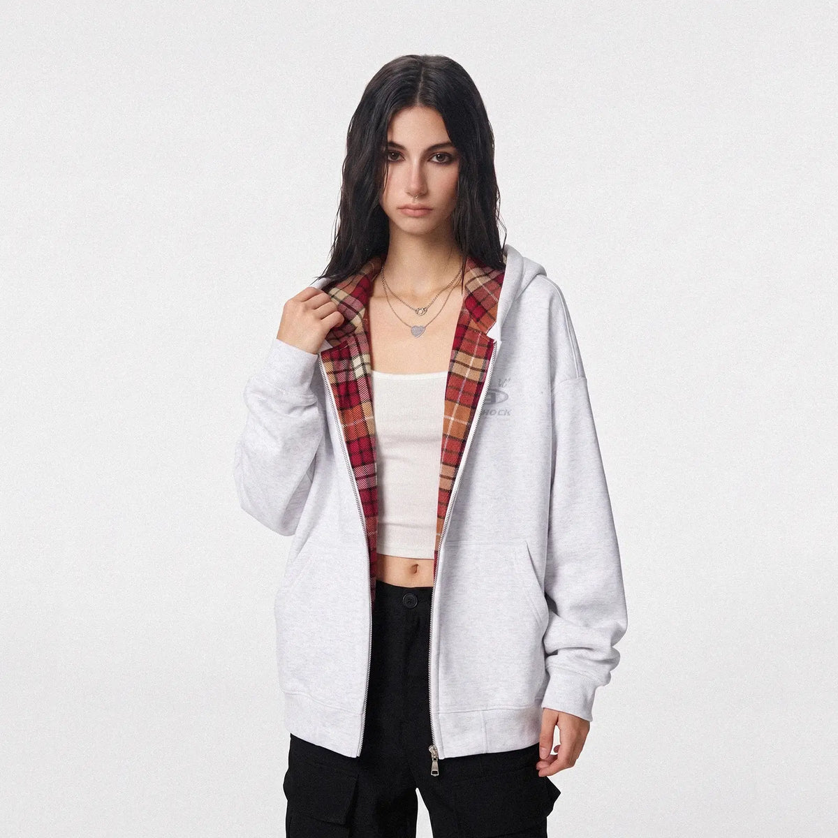 Logo Embroidered High Street Zip Up Hoodie