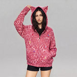 Cat Ear Leopard Print Y2K Hoodie