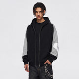 Big Logo Print Color Block Zip Up Hoodie