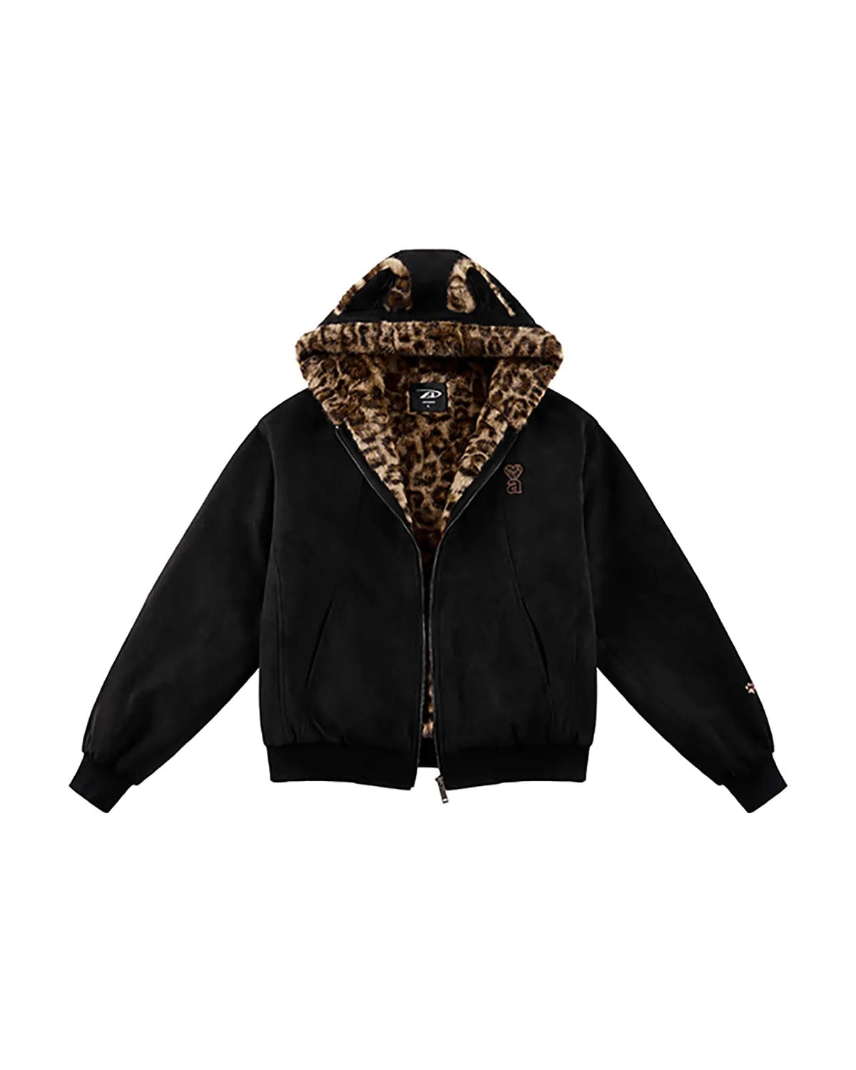 Cute Rabbit Ears Leopard Print Zip Up Hoodie