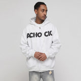 Streetwear S-Shape Zip-Up Hoodie, 3D Puff Print Graphic Hooded Sweatshirt
