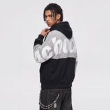Big Logo Print Color Block Zip Up Hoodie