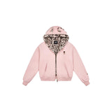 Cute Rabbit Ears Leopard Print Zip Up Hoodie
