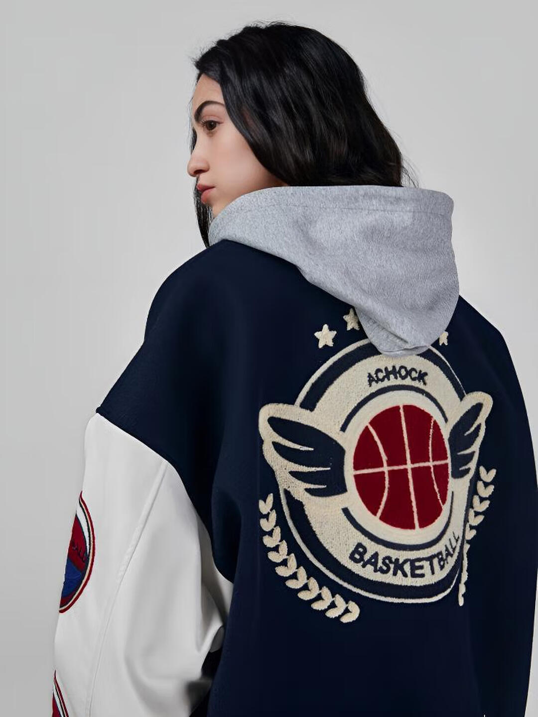 Letter Embroidered Heavy Craft Pattern Jacket