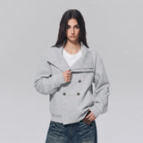 Stand Collar Double Breasted Metal Button Jacket