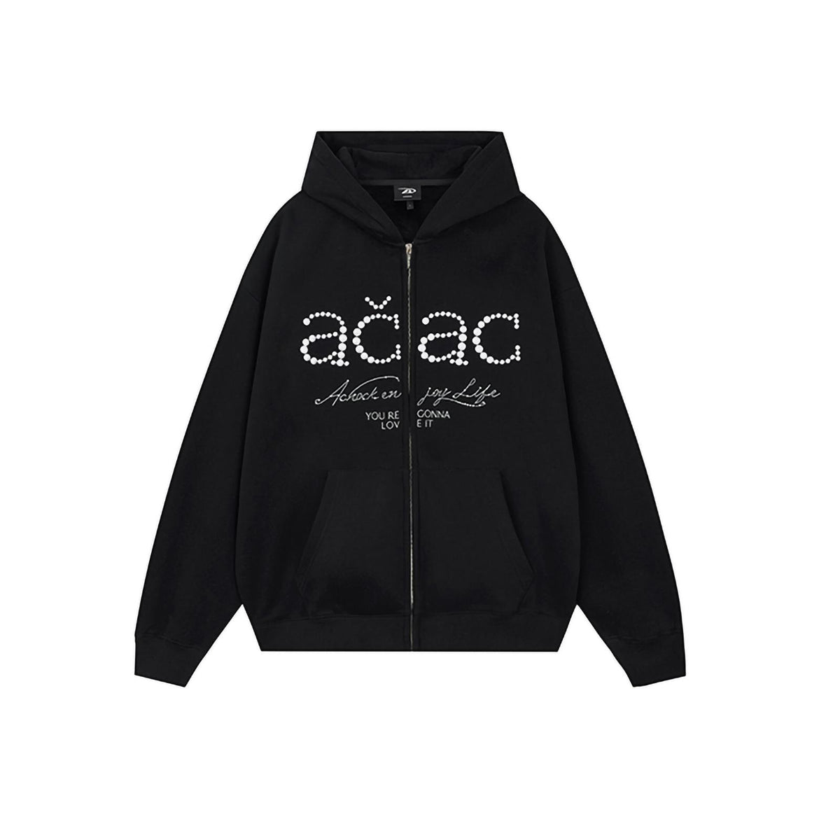 ACAC Series Street Embroidered Pearl Logo Zip Up Hoodie