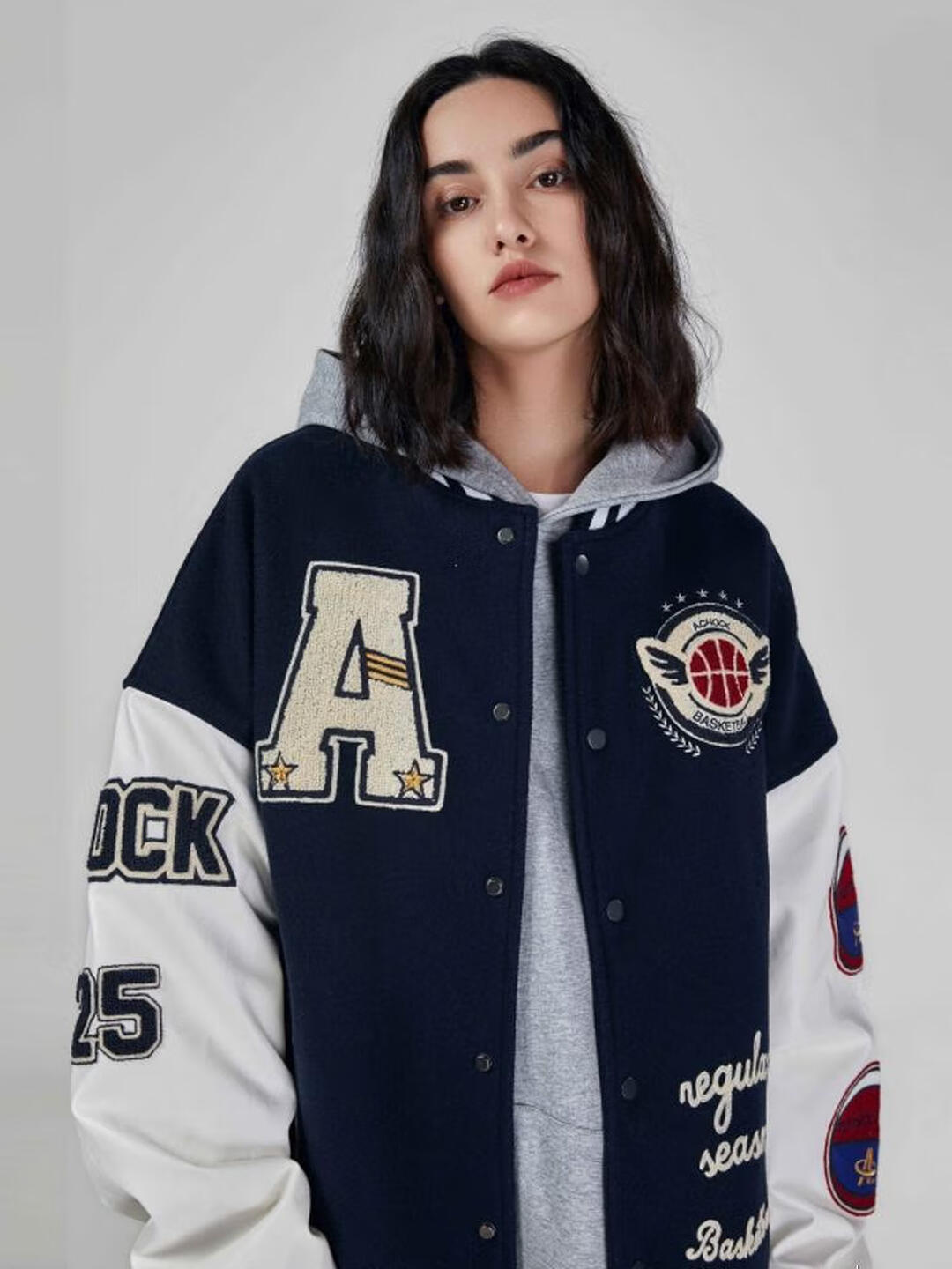 Letter Embroidered Heavy Craft Pattern Jacket