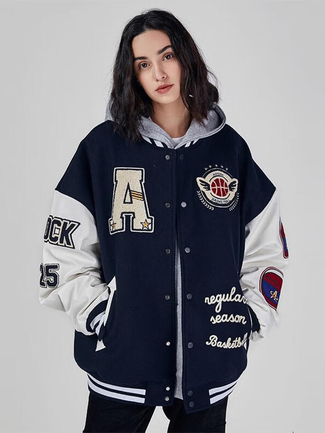 Letter Embroidered Heavy Craft Pattern Jacket