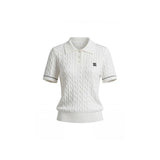 College-style retro slimming polo sweater