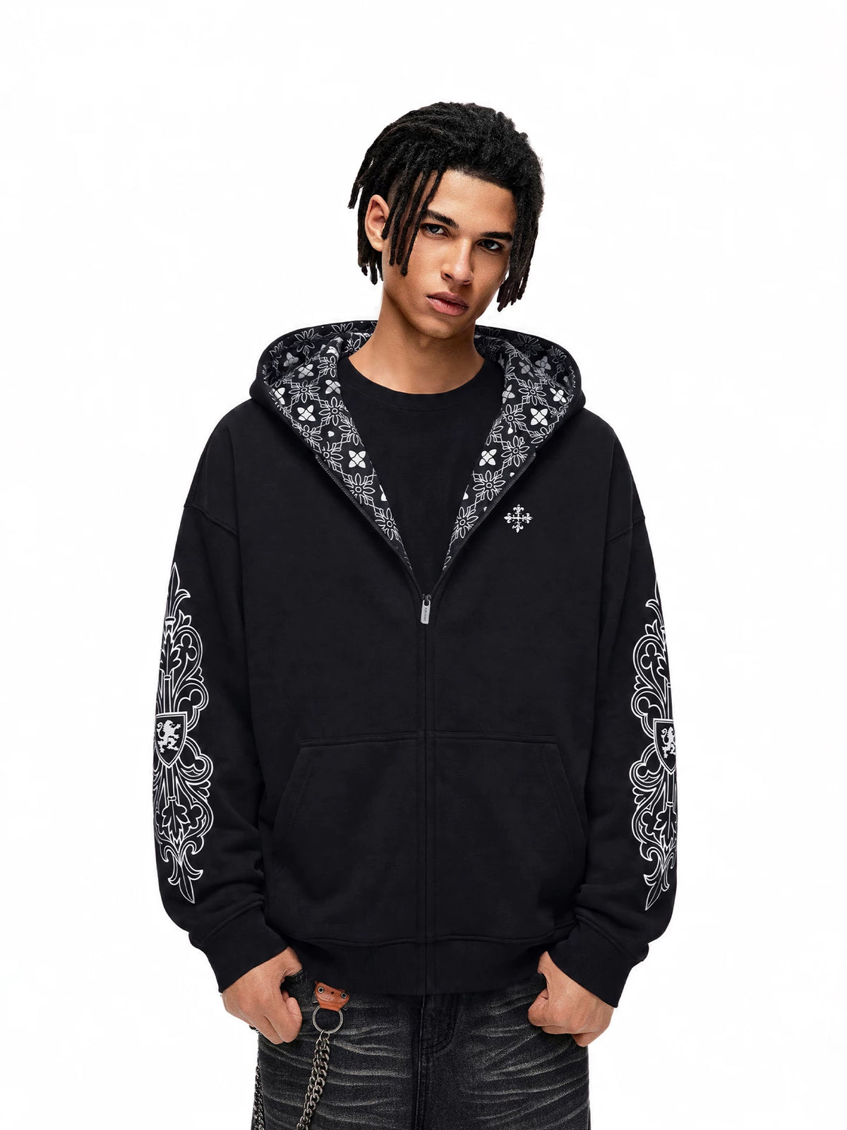 Streetwear Gothic pattern printed hoodie