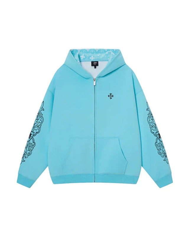 Gothic Graphic Print Zip Up Hoodie Jacket