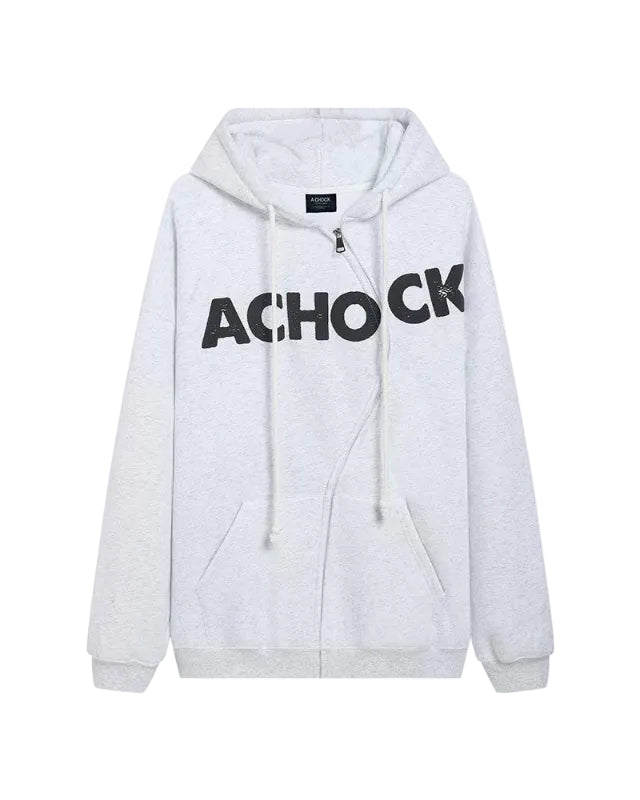 Streetwear S-Shape Zip-Up Hoodie, 3D Puff Print Graphic Hooded Sweatshirt