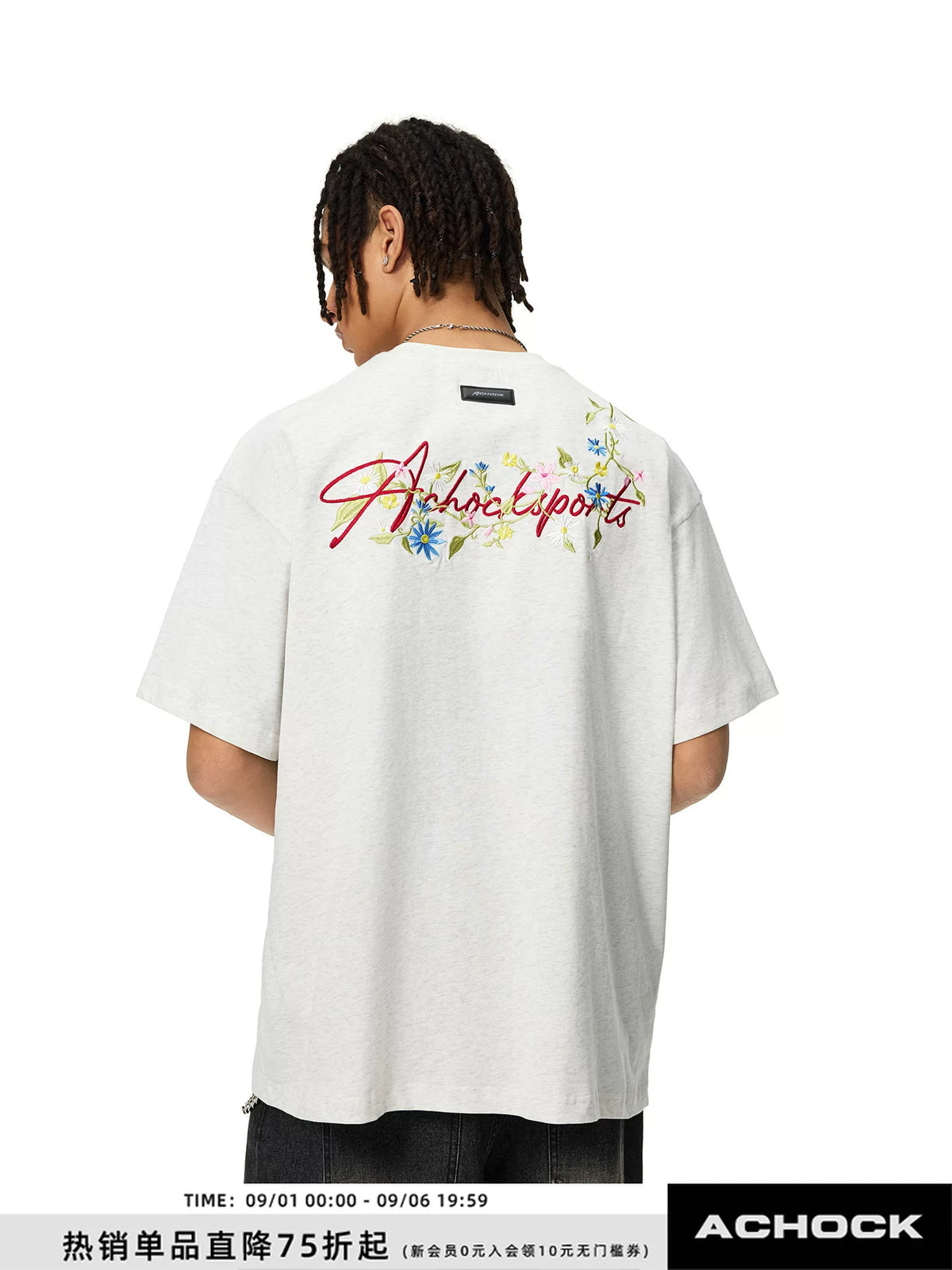 Flower Embroidered Logo Short-Sleeve T-Shirt
