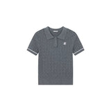 College-style retro slimming polo sweater