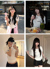 College-style retro slimming polo sweater