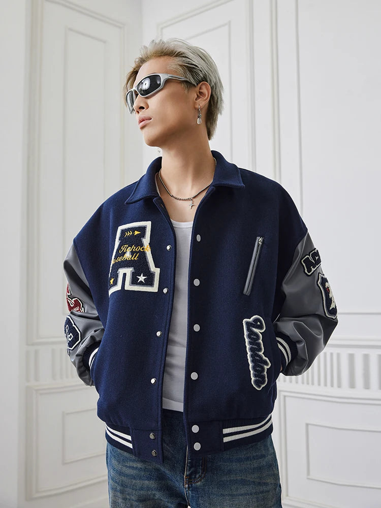 Cleanfit Collared  Embroidered Baseball Jacket