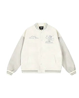 Embroidered Street Baseball Jacket with Flight Jacket