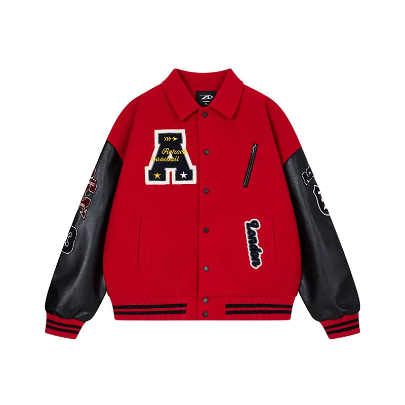 Cleanfit Collared  Embroidered Baseball Jacket