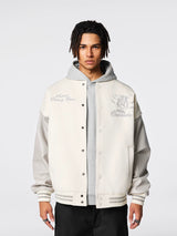 Embroidered Street Baseball Jacket with Flight Jacket