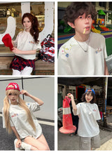 Flower Embroidered Logo Short-Sleeve T-Shirt