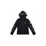 High Street Star Rhinestone Long Sleeve Zip Up Hoodie