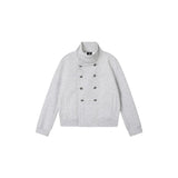 Stand Collar Double Breasted Metal Button Jacket
