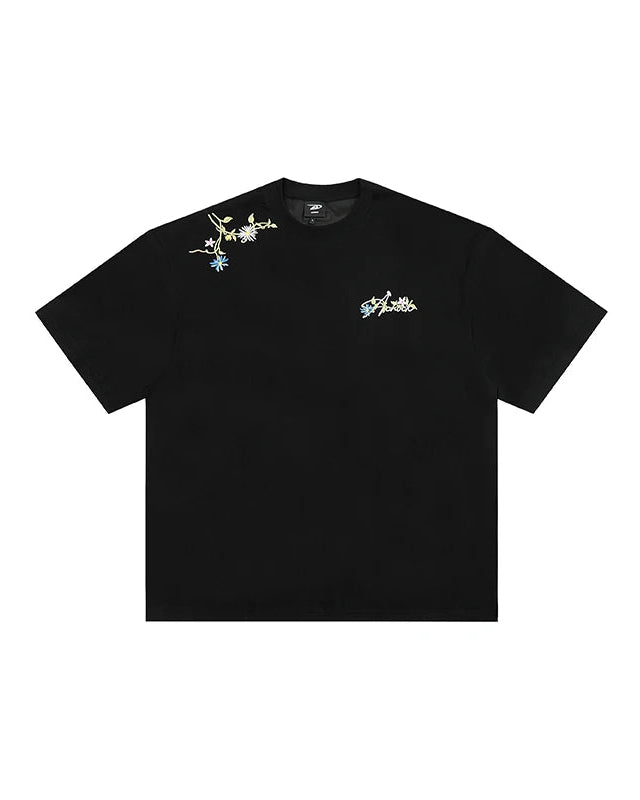 Flower Embroidered Logo Short-Sleeve T-Shirt