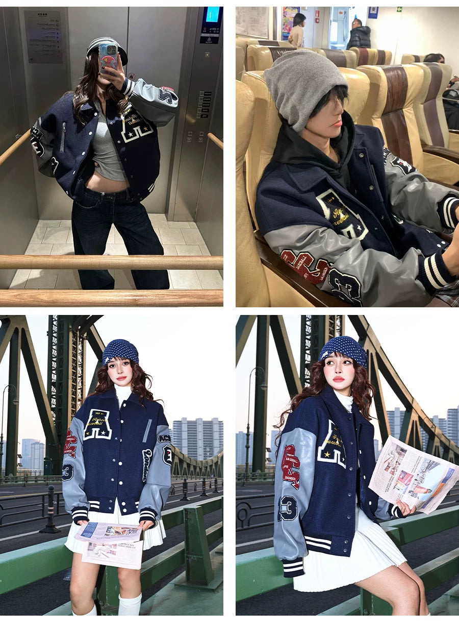 Cleanfit Collared  Embroidered Baseball Jacket