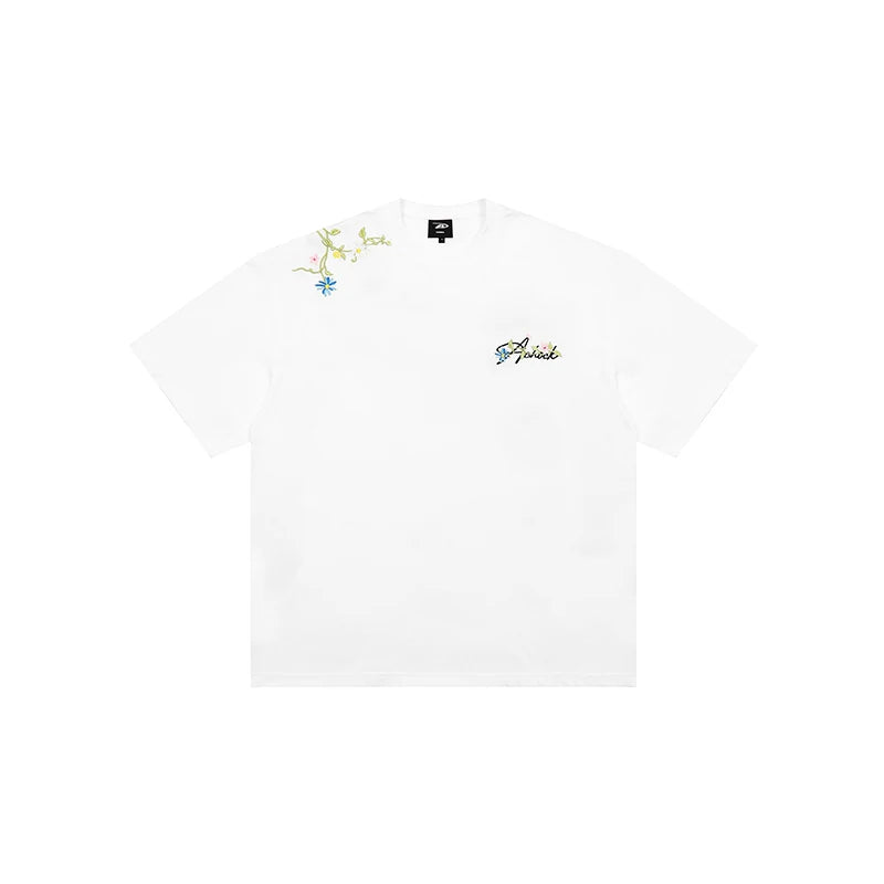 Flower Embroidered Logo Short-Sleeve T-Shirt