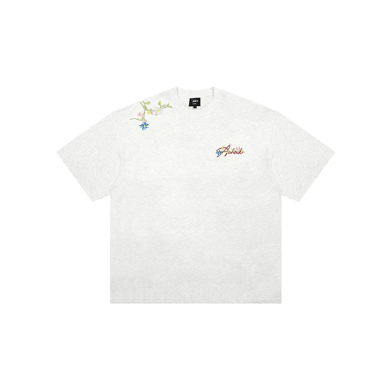 Flower Embroidered Logo Short-Sleeve T-Shirt