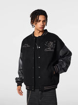 Embroidered Street Baseball Jacket with Flight Jacket