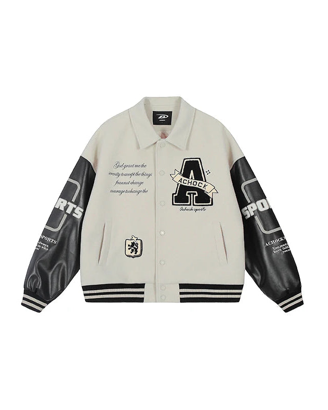 Embroidered street style baseball jacket