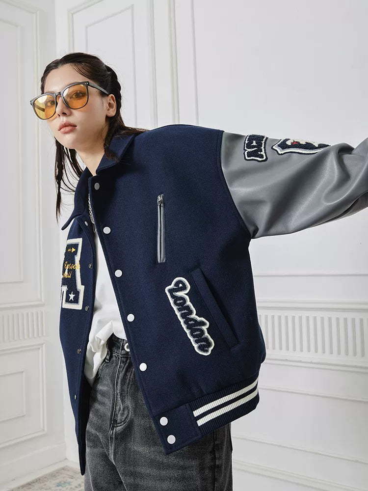 Cleanfit Collared  Embroidered Baseball Jacket
