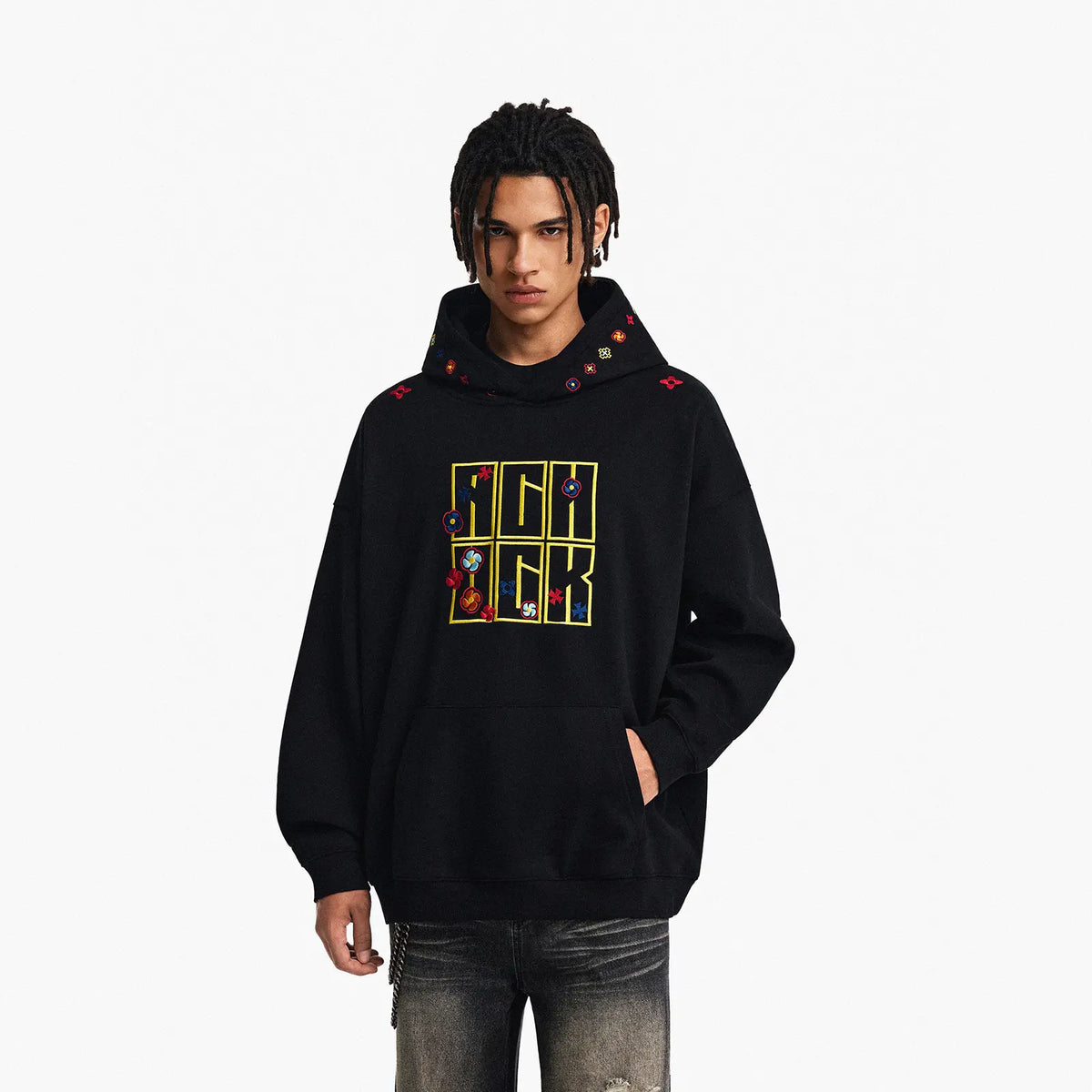 New Streetwear Hip Hop Patch Embroidered Hoodie