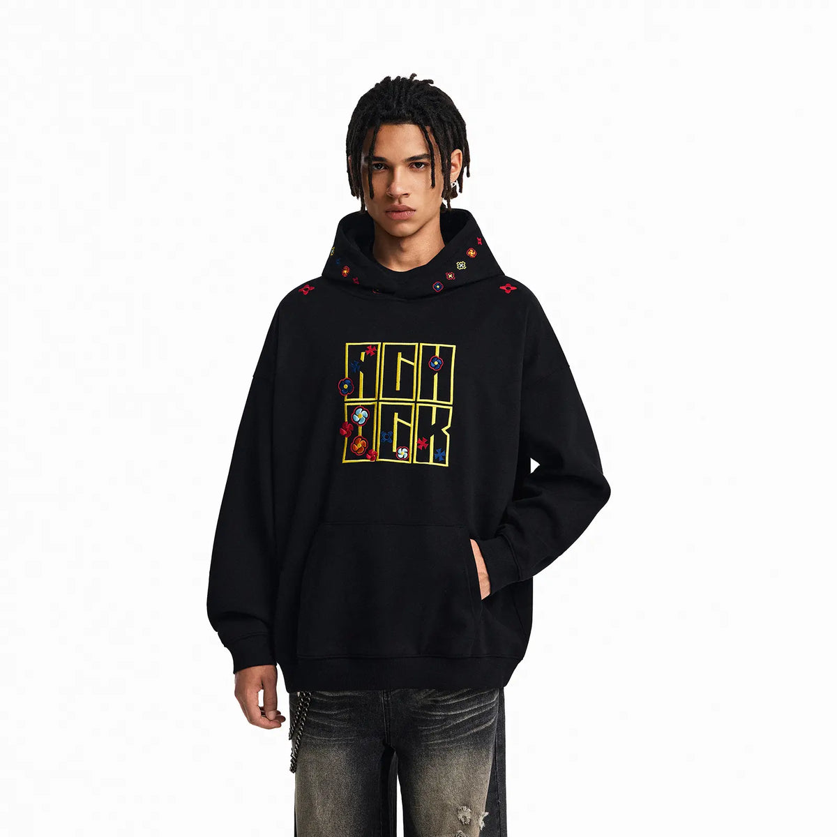 New Streetwear Hip Hop Patch Embroidered Hoodie