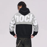 Big Logo Print Color Block Zip Up Hoodie