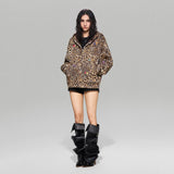 Cat Ear Leopard Print Y2K Hoodie