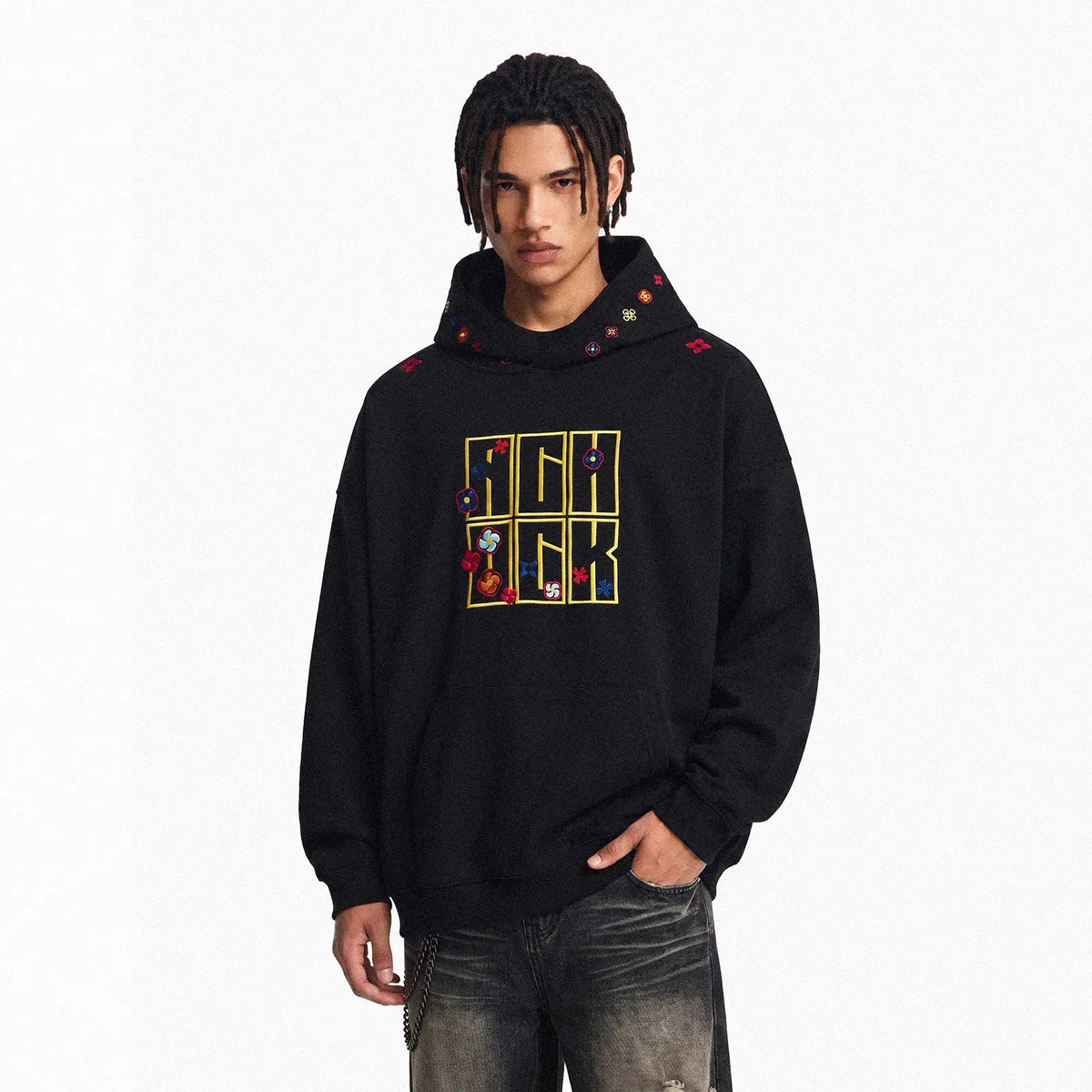New Streetwear Hip Hop Patch Embroidered Hoodie